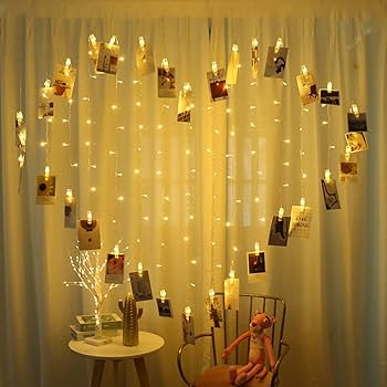 Photo Clips String Fairy Lights – 20 LED Golden Decorative String Lights 16ft for Bedroom, Party & Home Decor