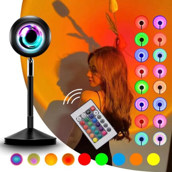 Sunset Lamp 16 Colors with Remote – LED Mood Light for Room, Photography & Home Decor